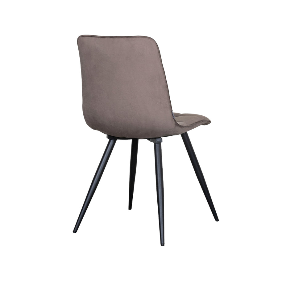 LABEL51 Eetkamerstoelen Bistro - Taupe - Velvet - Zwart Metalen Frame