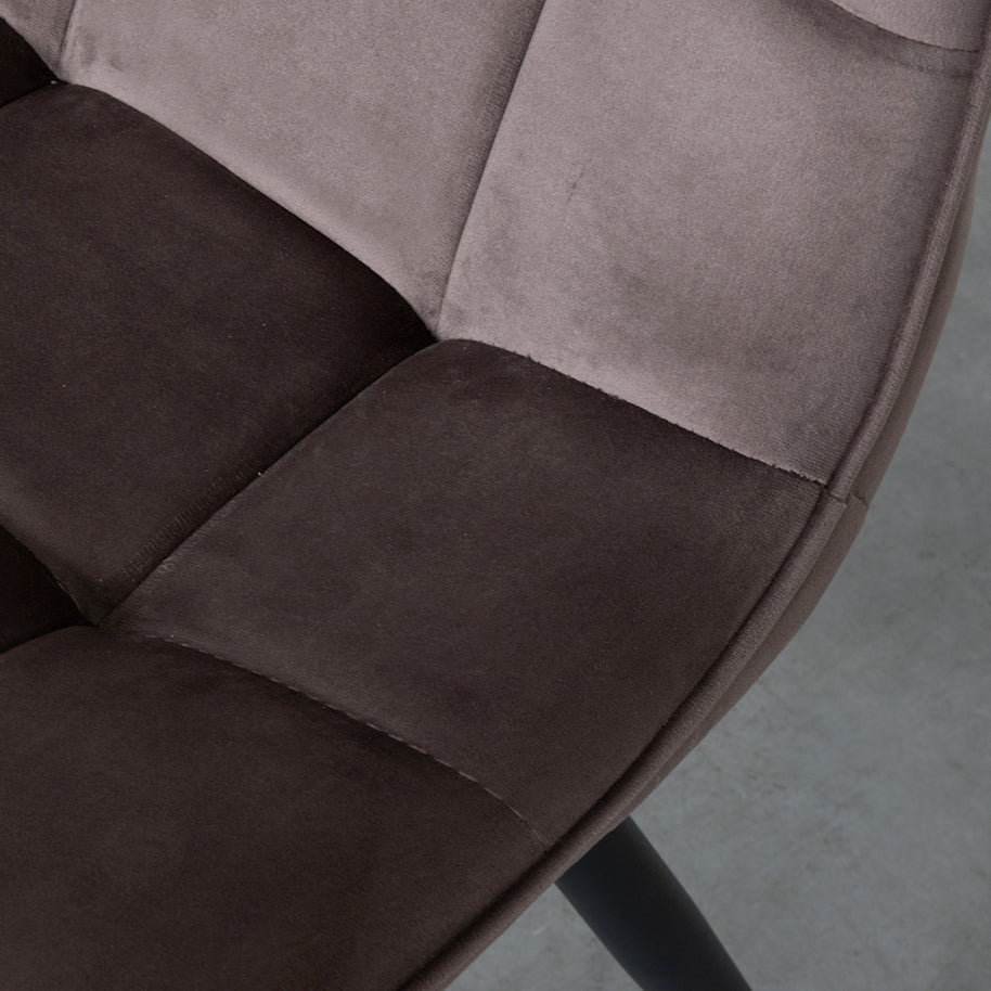 LABEL51 Eetkamerstoelen Bistro - Taupe - Velvet - Zwart Metalen Frame