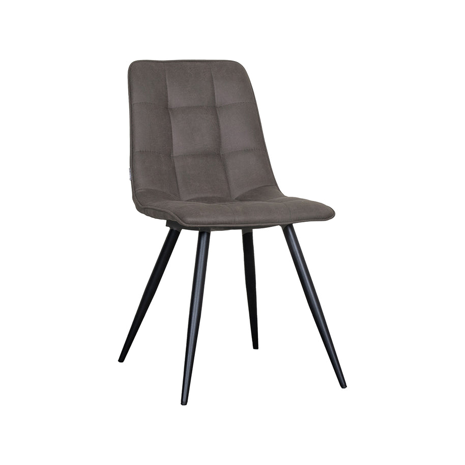 LABEL51 Eetkamerstoelen Bistro - Antraciet - Kunstleder - Zwart Metalen Frame