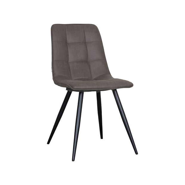 LABEL51 Eetkamerstoelen Bistro - Antraciet - Kunstleder - Zwart Metalen Frame