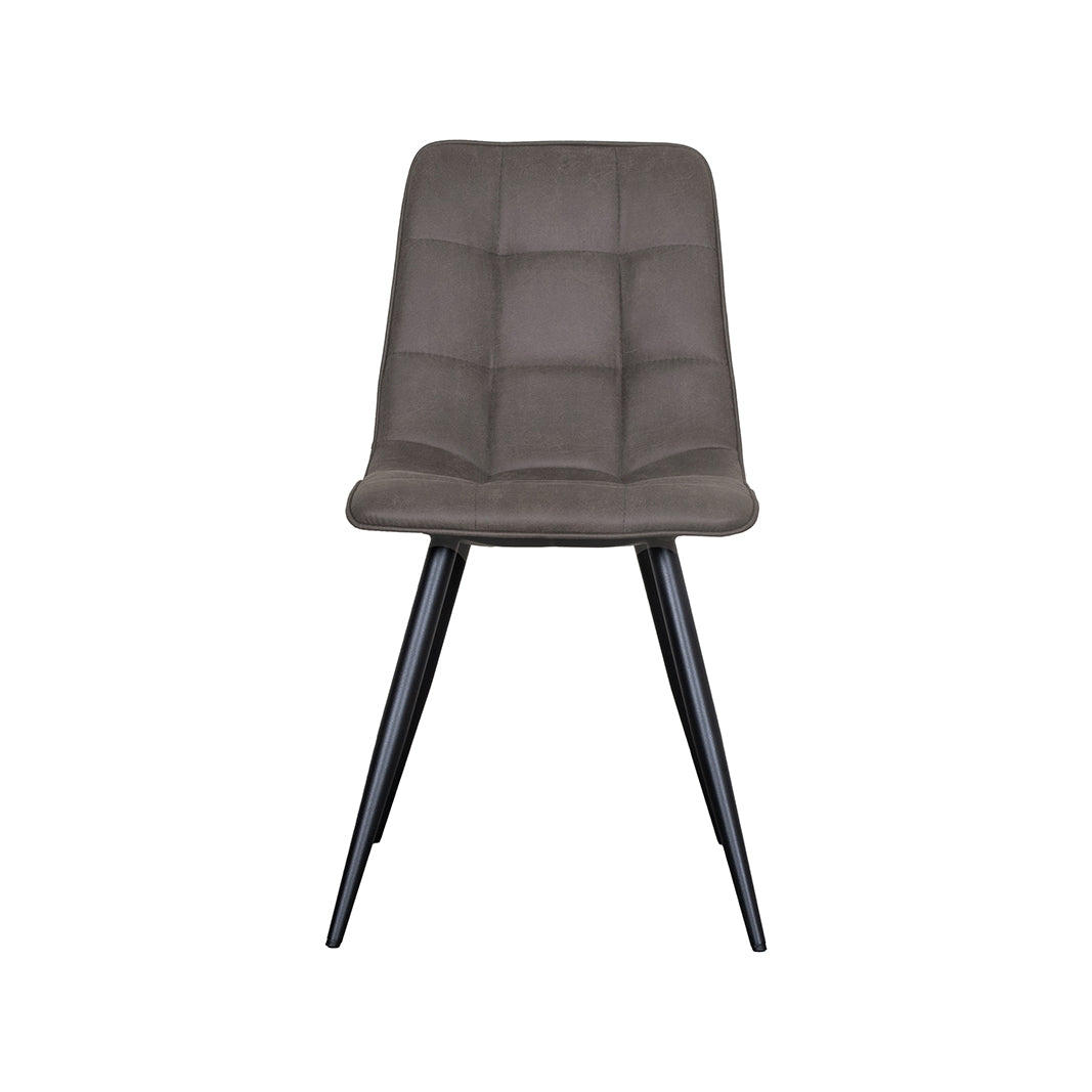 LABEL51 Eetkamerstoelen Bistro - Antraciet - Kunstleder - Zwart Metalen Frame