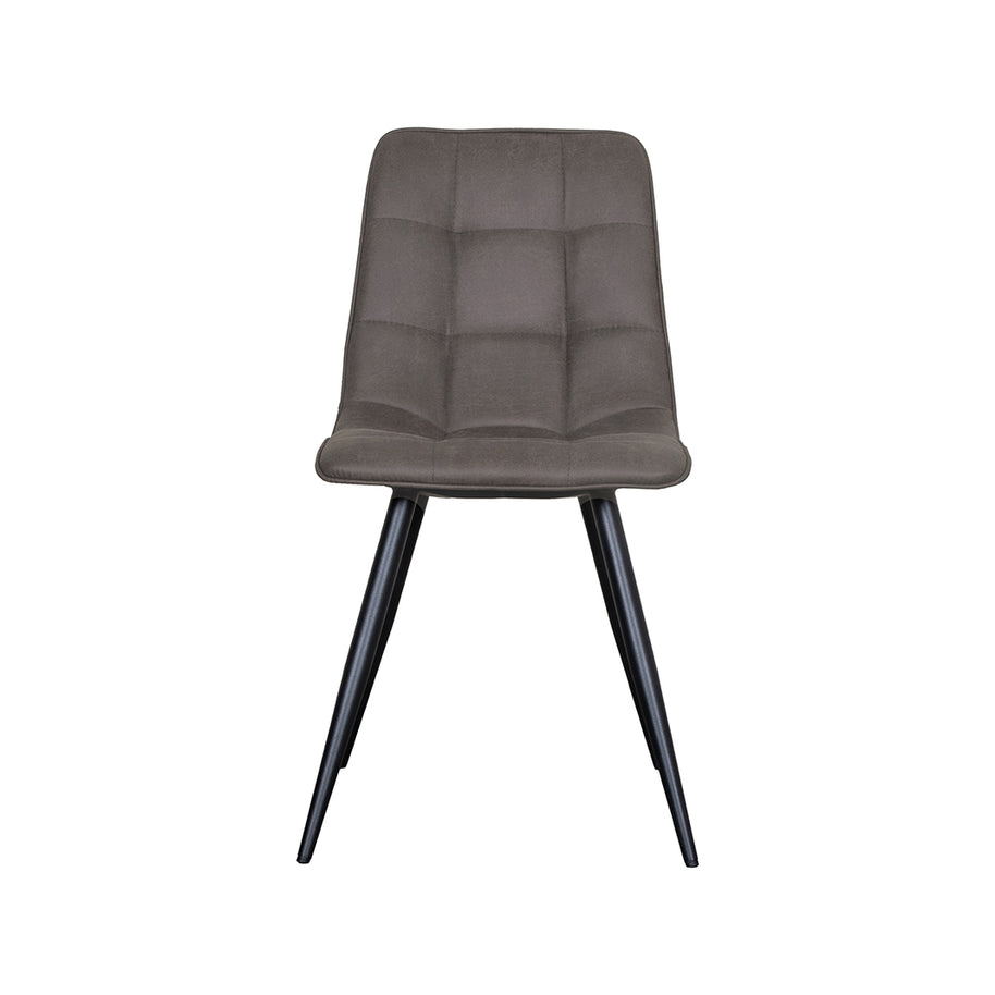 LABEL51 Eetkamerstoelen Bistro - Antraciet - Kunstleder - Zwart Metalen Frame