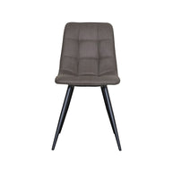 LABEL51 Eetkamerstoelen Bistro - Antraciet - Kunstleder - Zwart Metalen Frame