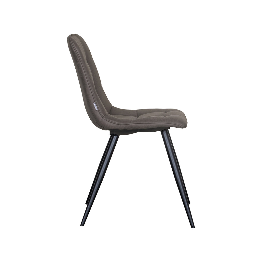 LABEL51 Eetkamerstoelen Bistro - Antraciet - Kunstleder - Zwart Metalen Frame