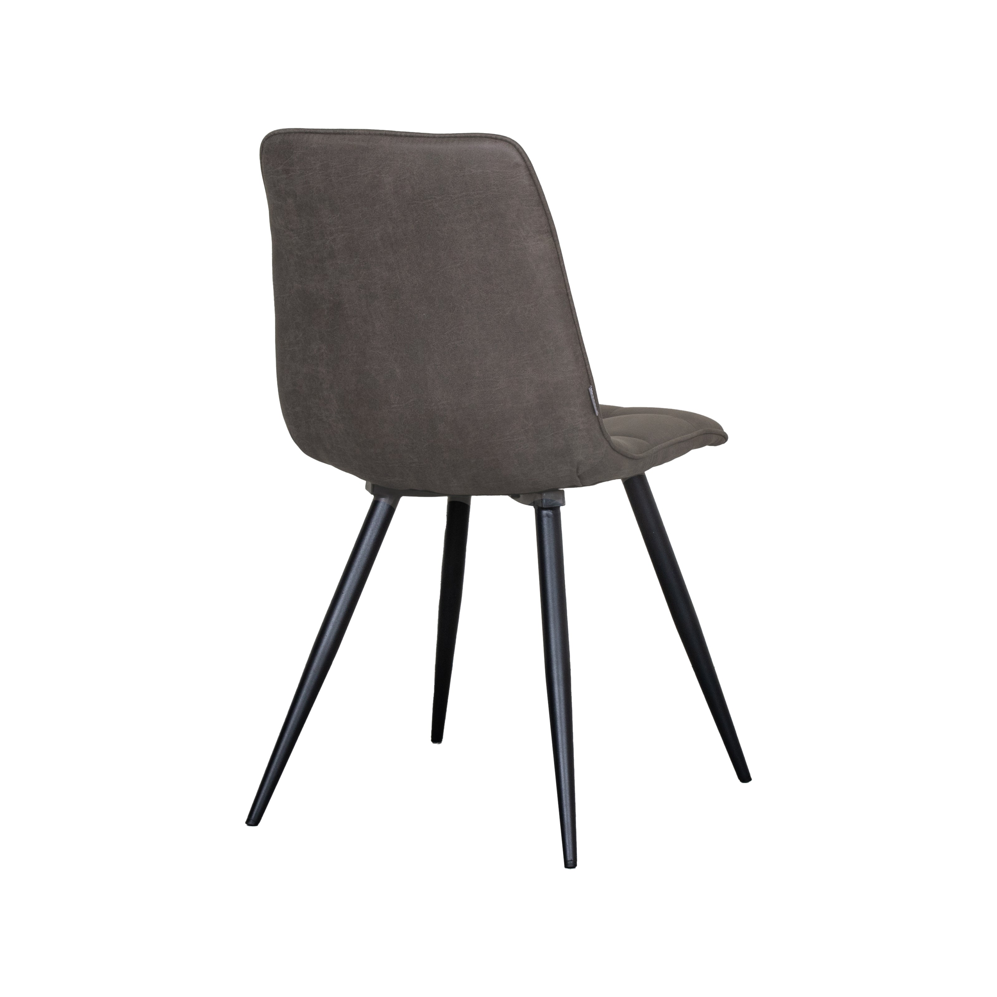 LABEL51 Eetkamerstoelen Bistro - Antraciet - Kunstleder - Zwart Metalen Frame