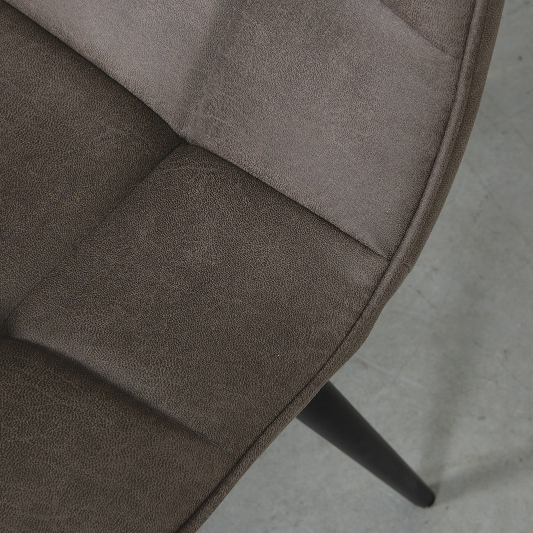 LABEL51 Eetkamerstoelen Bistro - Antraciet - Kunstleder - Zwart Metalen Frame