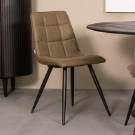 LABEL51 Eetkamerstoelen Bistro - Moss - Kunstleder - Zwart Metalen Frame