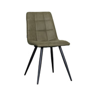 LABEL51 Eetkamerstoelen Bistro - Moss - Kunstleder - Zwart Metalen Frame