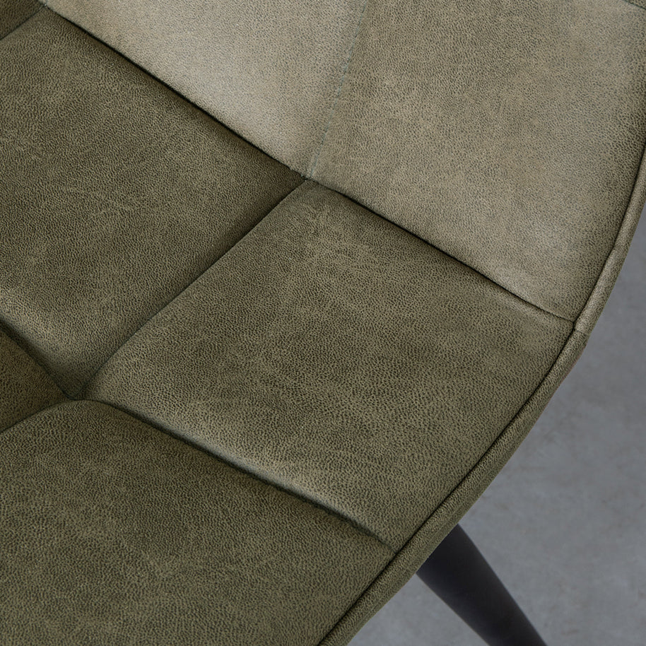 LABEL51 Eetkamerstoelen Bistro - Moss - Kunstleder - Zwart Metalen Frame