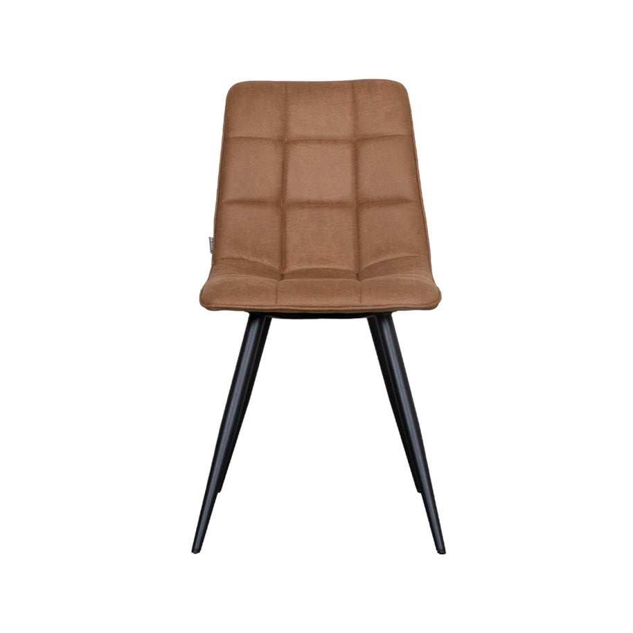 LABEL51 Eetkamerstoelen Bistro - Cognac - Kunstleder - Zwart Metalen Frame