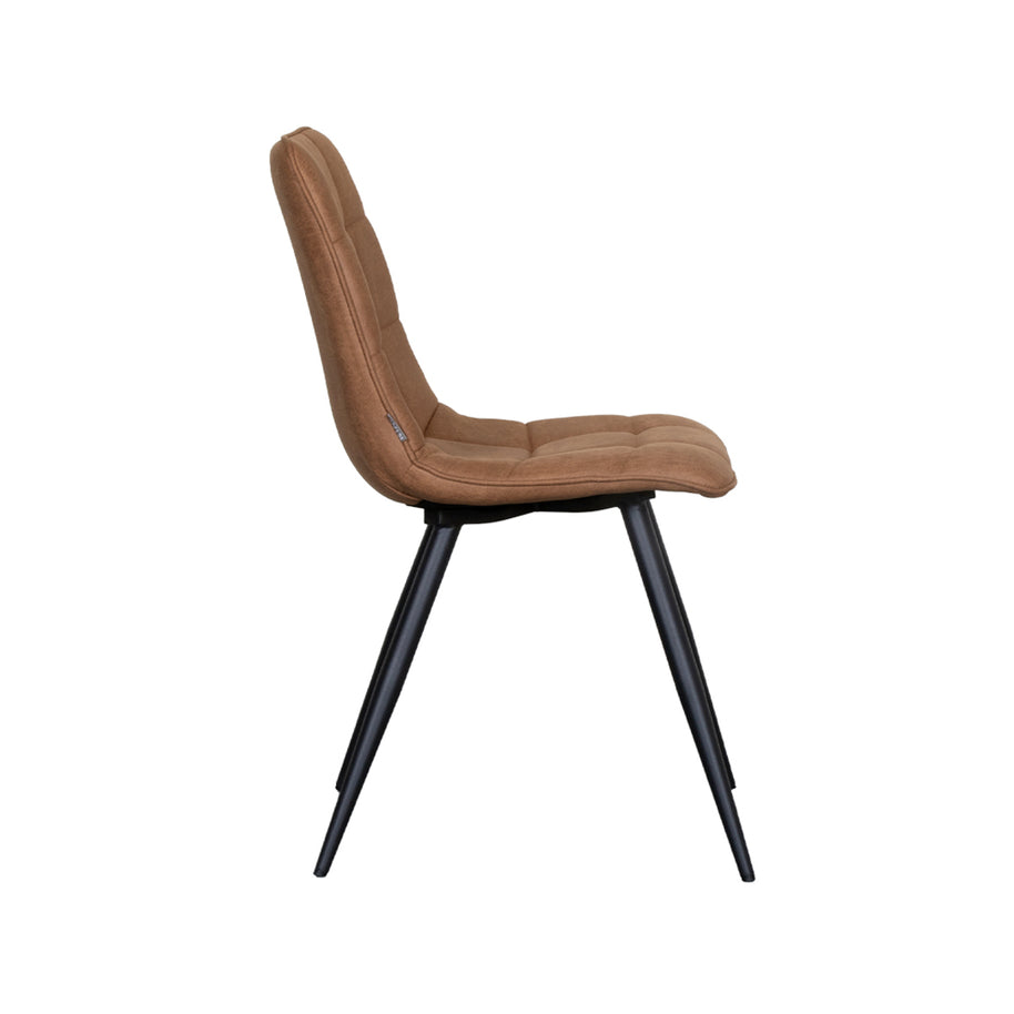 LABEL51 Eetkamerstoelen Bistro - Cognac - Kunstleder - Zwart Metalen Frame