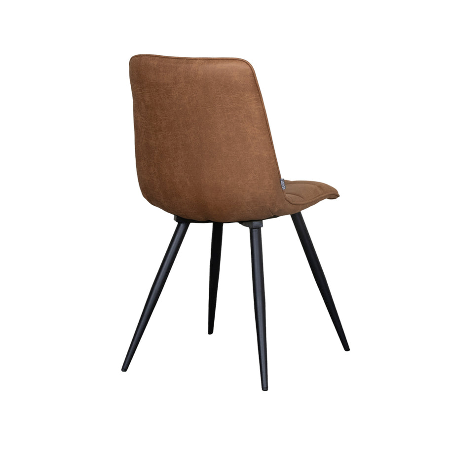 LABEL51 Eetkamerstoelen Bistro - Cognac - Kunstleder - Zwart Metalen Frame