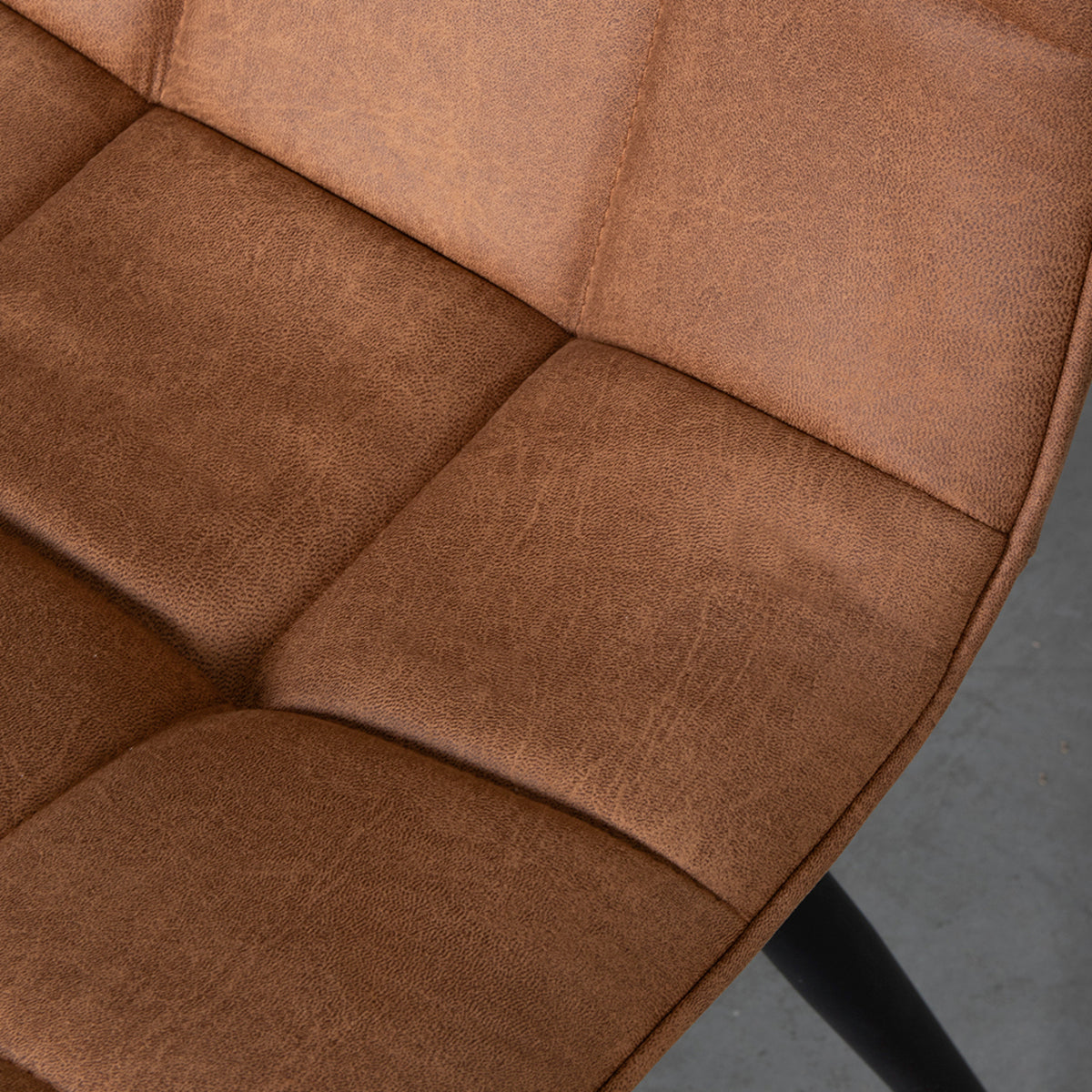 LABEL51 Eetkamerstoelen Bistro - Cognac - Kunstleder - Zwart Metalen Frame