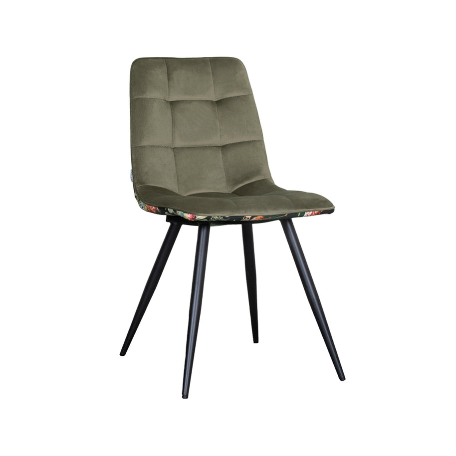LABEL51 Eetkamerstoelen Bistro - Hunter - Velvet - Zwart Metalen Frame