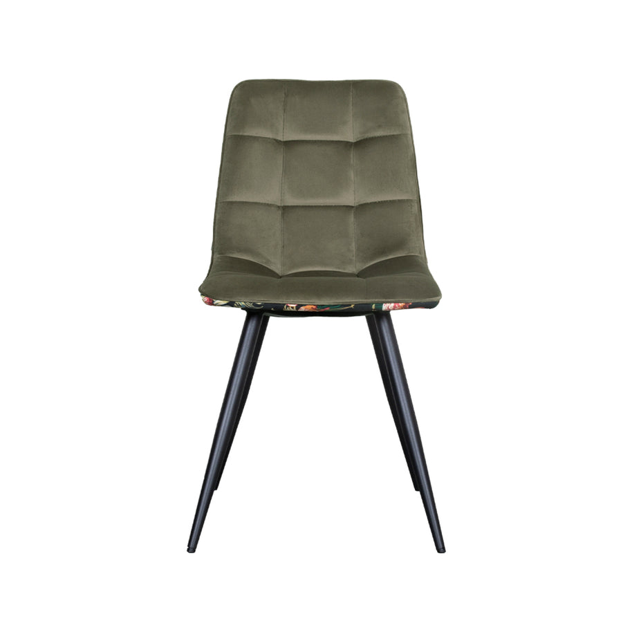 LABEL51 Eetkamerstoelen Bistro - Hunter - Velvet - Zwart Metalen Frame