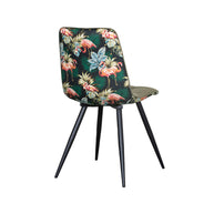 LABEL51 Eetkamerstoelen Bistro - Hunter - Velvet - Zwart Metalen Frame