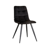 LABEL51 Eetkamerstoelen Bistro - Zwart - Velvet - Zwart Metalen Frame
