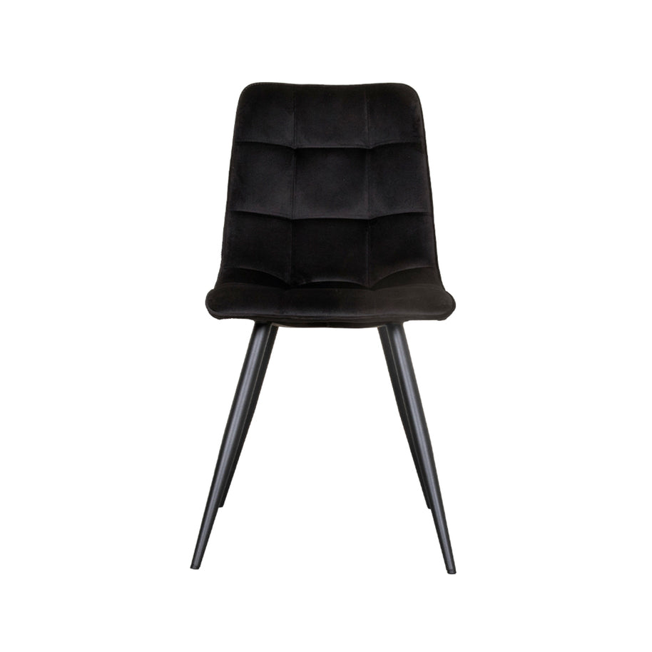 LABEL51 Eetkamerstoelen Bistro - Zwart - Velvet - Zwart Metalen Frame