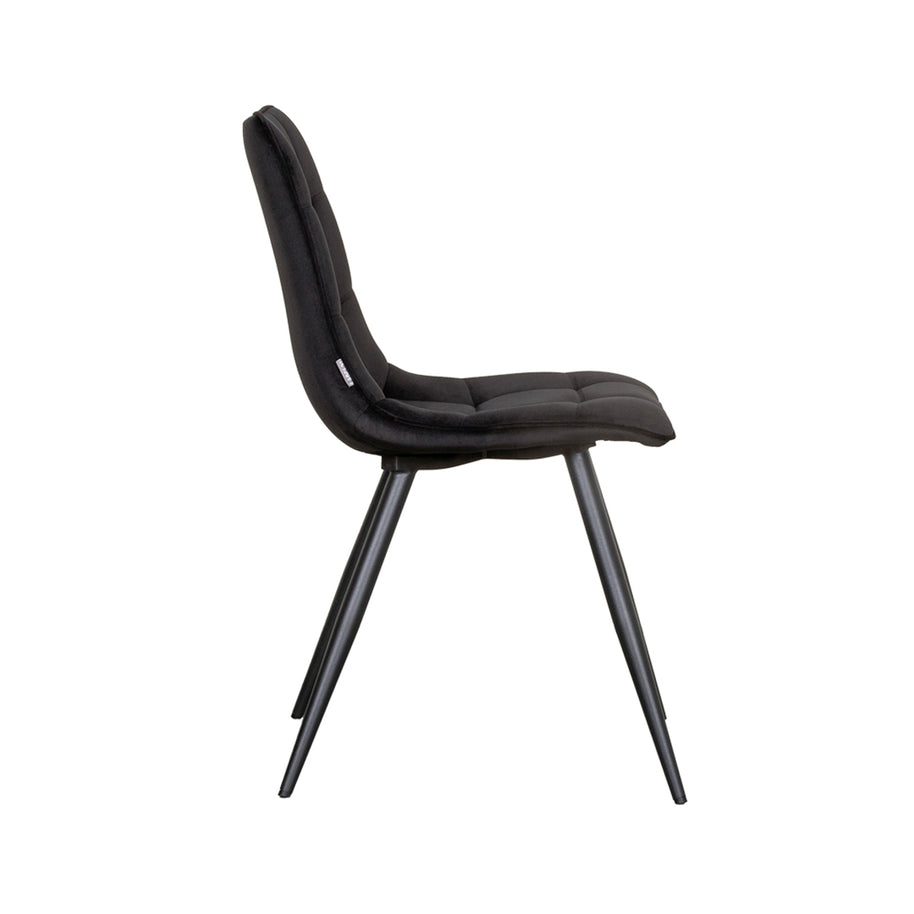LABEL51 Eetkamerstoelen Bistro - Zwart - Velvet - Zwart Metalen Frame
