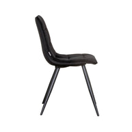 LABEL51 Eetkamerstoelen Bistro - Zwart - Velvet - Zwart Metalen Frame