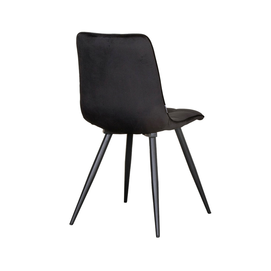 LABEL51 Eetkamerstoelen Bistro - Zwart - Velvet - Zwart Metalen Frame