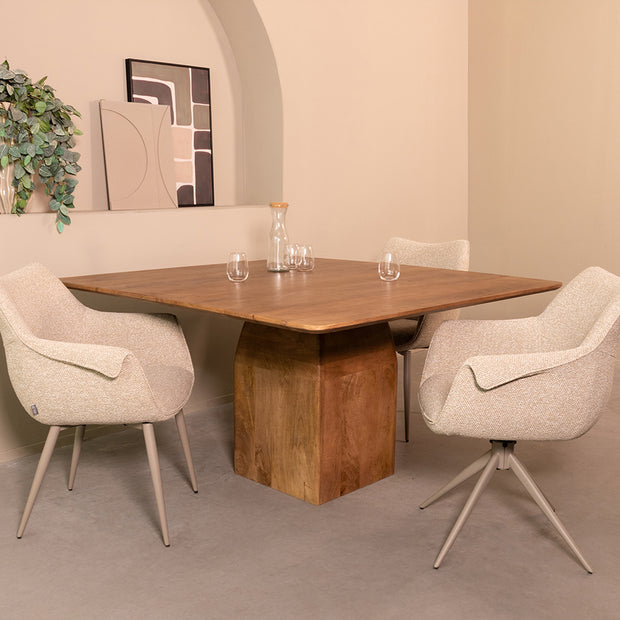 LABEL51 Eetkamertafels Ingo - Nature Smooth - Mangohout - 130 cm - Vierkant