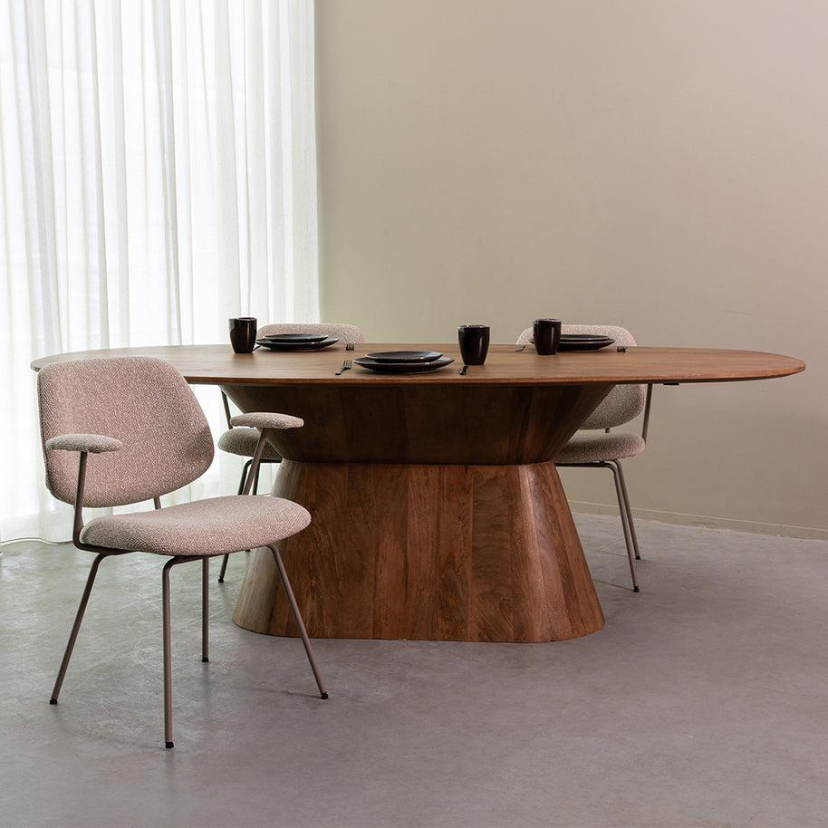 LABEL51 Eetkamertafels Jagger - Nature Smooth - Mangohout - 220 cm - Ovaal