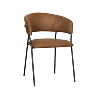 LABEL51 Eetkamerstoelen Luuk - Cognac - Kunstleder - Zwart Metalen Frame