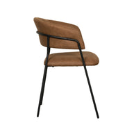 LABEL51 Eetkamerstoelen Luuk - Cognac - Kunstleder - Zwart Metalen Frame