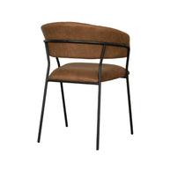 LABEL51 Eetkamerstoelen Luuk - Cognac - Kunstleder - Zwart Metalen Frame