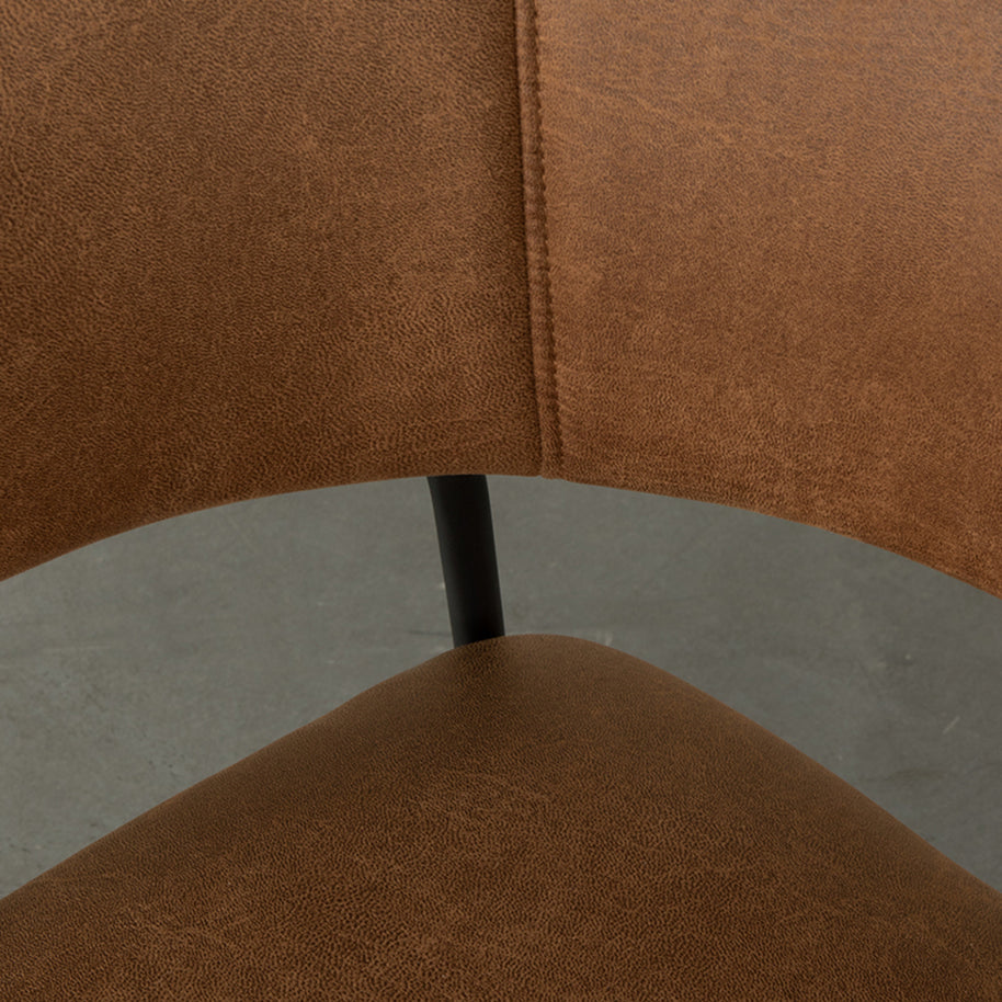 LABEL51 Eetkamerstoelen Luuk - Cognac - Kunstleder - Zwart Metalen Frame