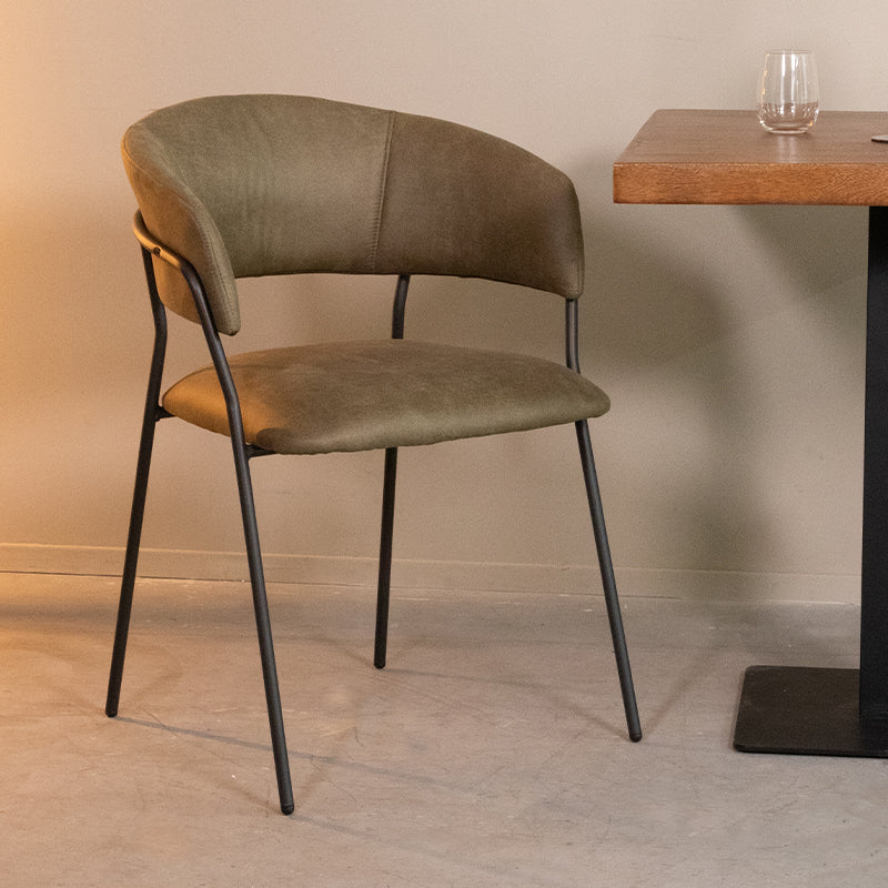 LABEL51 Eetkamerstoelen Luuk - Moss - Kunstleder - Zwart Metalen Frame