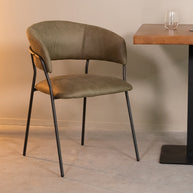LABEL51 Eetkamerstoelen Luuk - Moss - Kunstleder - Zwart Metalen Frame