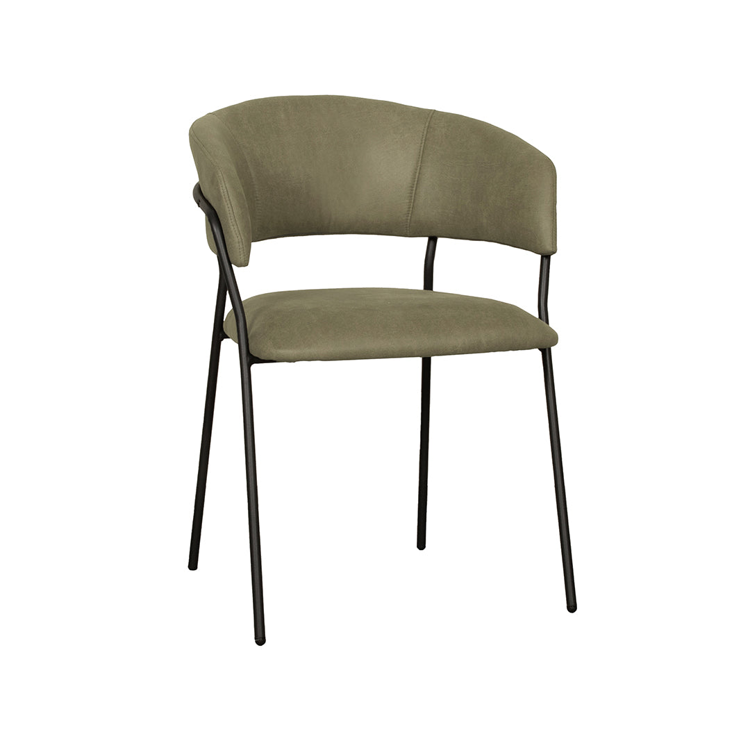 LABEL51 Eetkamerstoelen Luuk - Moss - Kunstleder - Zwart Metalen Frame