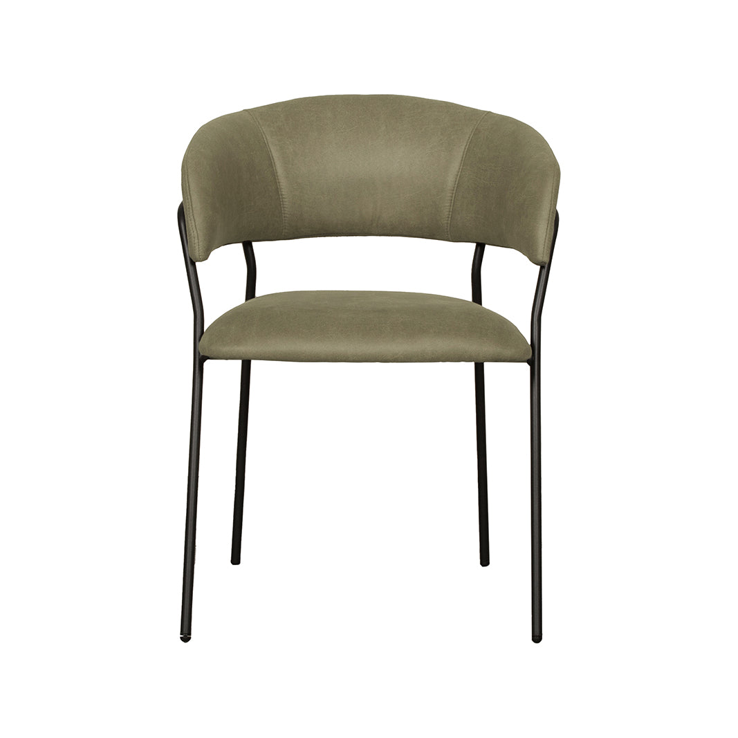 LABEL51 Eetkamerstoelen Luuk - Moss - Kunstleder - Zwart Metalen Frame