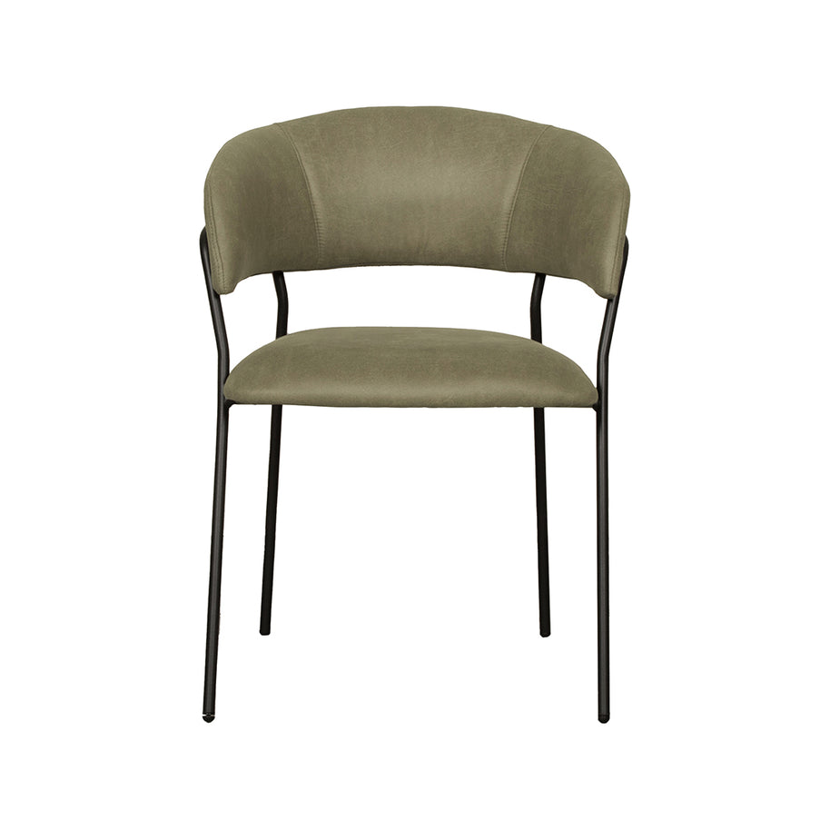 LABEL51 Eetkamerstoelen Luuk - Moss - Kunstleder - Zwart Metalen Frame