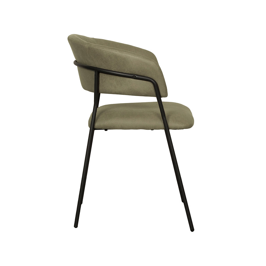 LABEL51 Eetkamerstoelen Luuk - Moss - Kunstleder - Zwart Metalen Frame