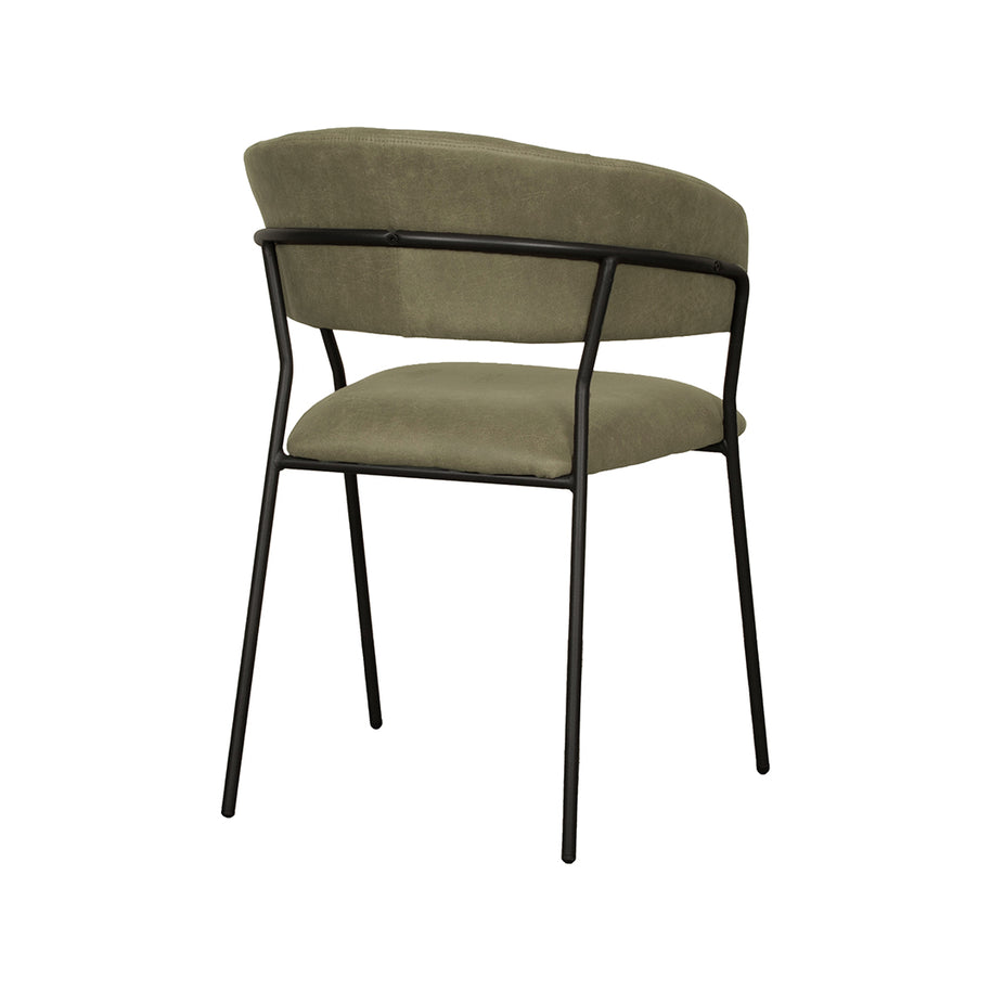 LABEL51 Eetkamerstoelen Luuk - Moss - Kunstleder - Zwart Metalen Frame