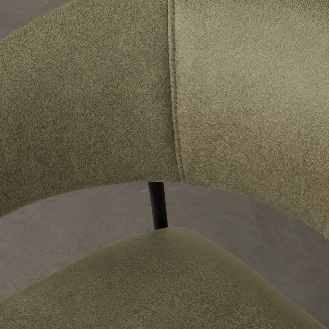 LABEL51 Eetkamerstoelen Luuk - Moss - Kunstleder - Zwart Metalen Frame
