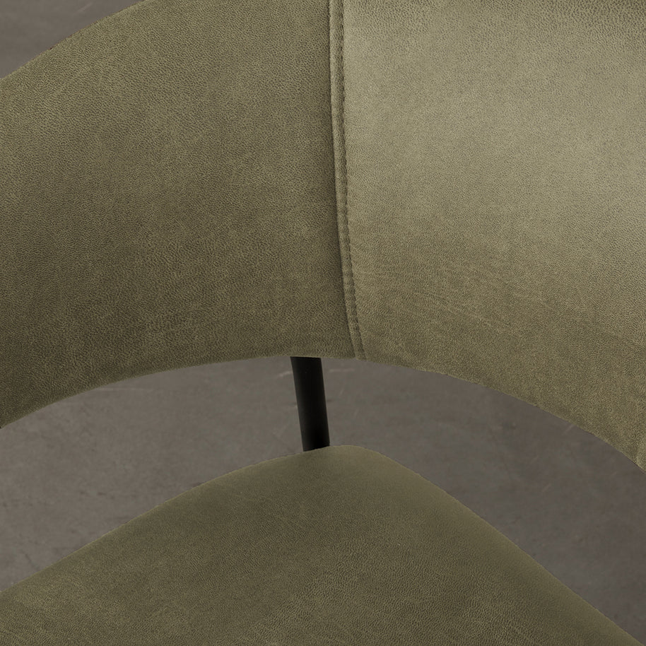 LABEL51 Eetkamerstoelen Luuk - Moss - Kunstleder - Zwart Metalen Frame