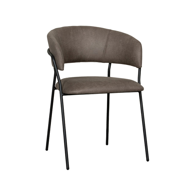 LABEL51 Eetkamerstoelen Luuk - Taupe - Kunstleder - Zwart Metalen Frame