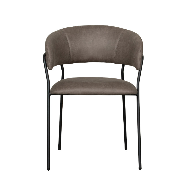 LABEL51 Eetkamerstoelen Luuk - Taupe - Kunstleder - Zwart Metalen Frame