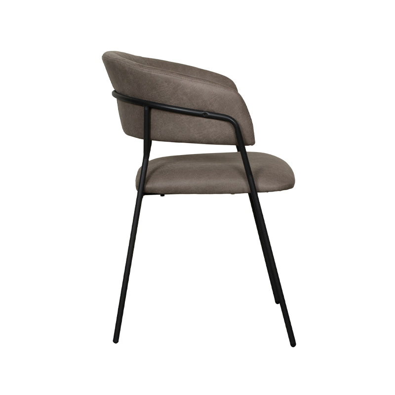 LABEL51 Eetkamerstoelen Luuk - Taupe - Kunstleder - Zwart Metalen Frame