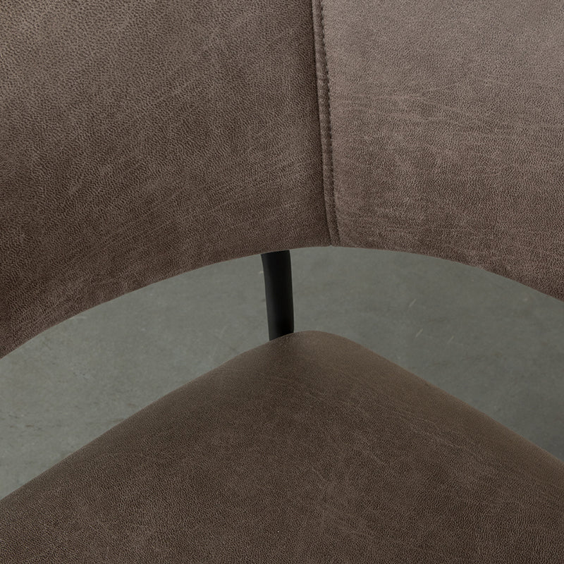 LABEL51 Eetkamerstoelen Luuk - Taupe - Kunstleder - Zwart Metalen Frame