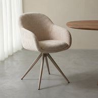 LABEL51 Eetkamerstoelen Fiby - Naturel - Chenille - Taupe Metalen Frame