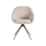 LABEL51 Eetkamerstoelen Fiby - Naturel - Chenille - Taupe Metalen Frame