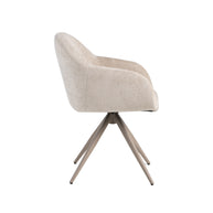 LABEL51 Eetkamerstoelen Fiby - Naturel - Chenille - Taupe Metalen Frame