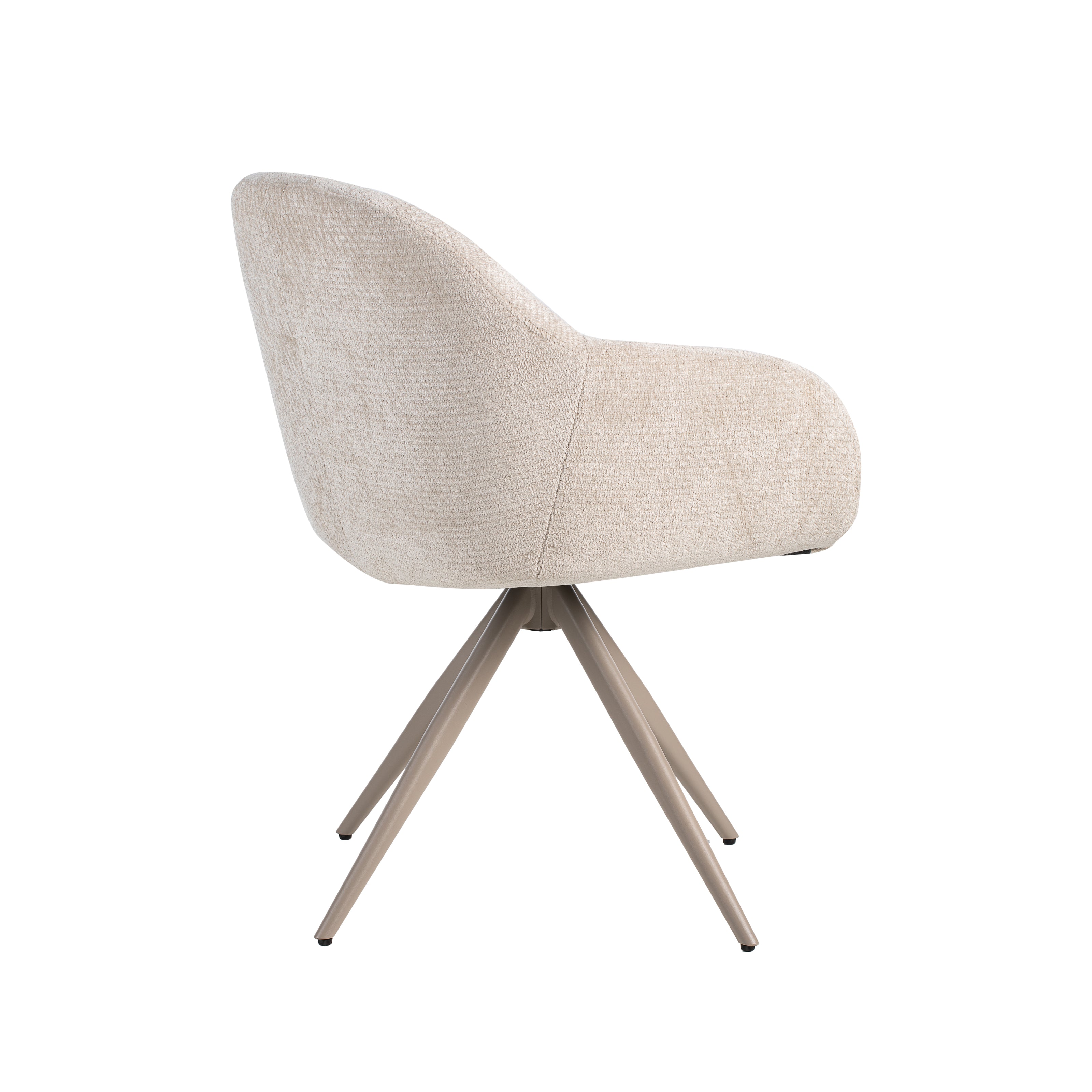 LABEL51 Eetkamerstoelen Fiby - Naturel - Chenille - Taupe Metalen Frame
