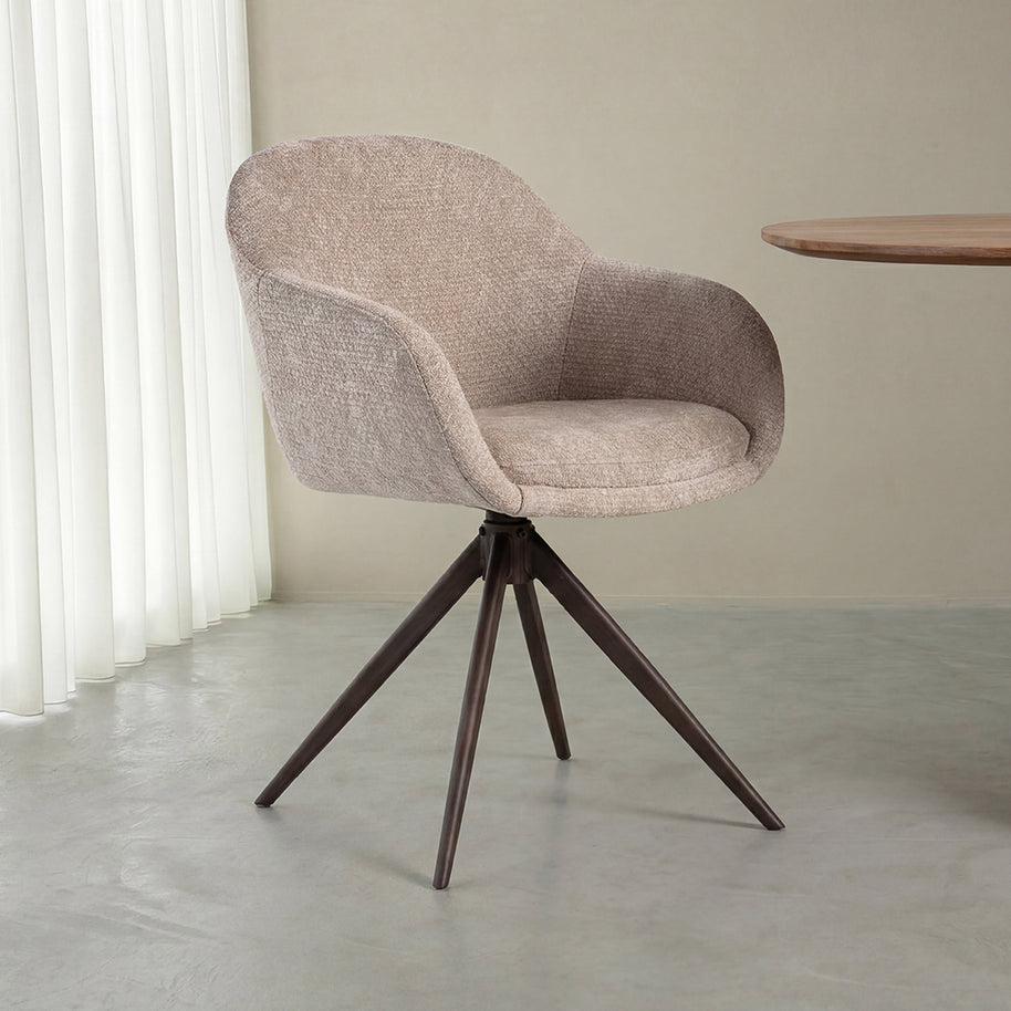 LABEL51 Eetkamerstoelen Fiby - Clay - Chenille - Brons Metalen Frame