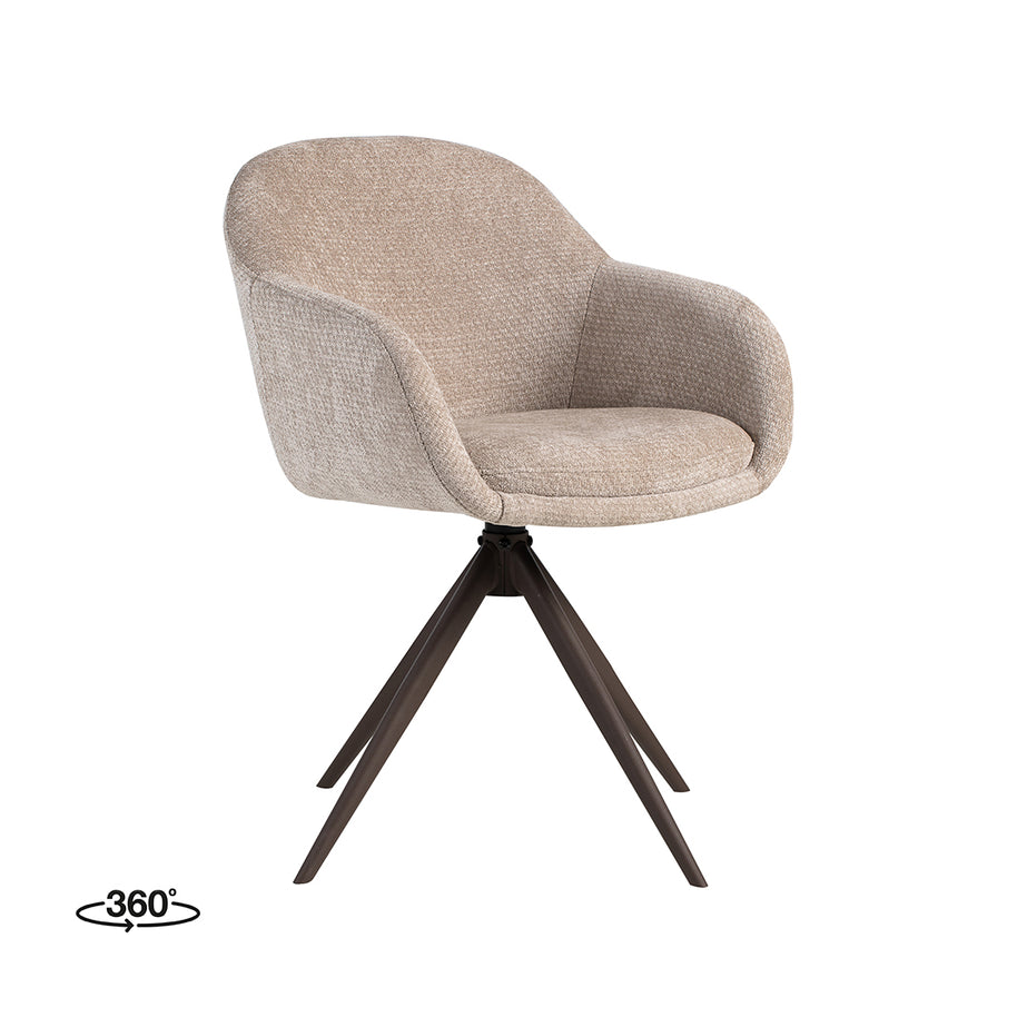 LABEL51 Eetkamerstoelen Fiby - Clay - Chenille - Brons Metalen Frame